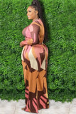 Plus Size Print Crop Top and Wide Pants