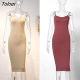 Seamless Nude Slip Dress 2023 Summer Women Adjustable Strap Sexy Vestidos Stretchy Bodycon Slim Midi Dress