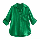 Women Solid Shirts Long Sleeve Turn Down Collar Solid Office Lady Shirts Candy Color Casual Loose Tops Chemise