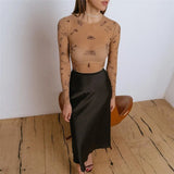 tight-fitting one-piece Top Women Long-Sleeved Bodysuits O-Neck Basic Party Wear Print Summer Wild Slim