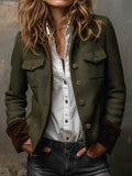 Autumn And Winter Retro Characters Coarse Flowers, The Suit Jacket With Velvet