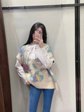 Embroidered Lavender Garden Sweater Vest-Outfit