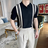 Striped Sleeves Loose Men's Summer Niche Retro-Tight Brand Casual Clip T-Shirt