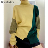 2022 Autumn Winter Loose Color Contrast Pullover Basic Warm Sweater for Women Soft Kniited O Neck Sweater Women