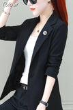 Women's Office Single Breasted Long Sleeve Harajuku Lapel Fashionable All-match Casual Chic Classic Blazers