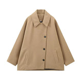 Women's Autumn And Winter New Fashion Loose Blending Solid Coat Coat