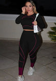 Print Sexy Tight Crop Top and Pants