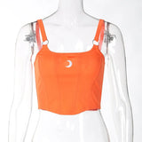 Y2k Sexy Backless Tank Top Womens Gothic Strapless Zipper Up Crop Tops Irregular Punk Style Female Vest Retro