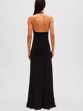 Women's Solid Color Sexy Perspective Low-Breastless Sleeveless Babes Dress Women