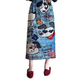 Folds 2025 Spring And Summer New Fashion High-Rise Thin Cartoon Puppies Print Half-Dress Women's
