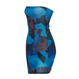 Women Bodycon Tube Dress Evening Party Summer Clothes Fashion Sleeveless Strapless Abstract Print Mini Dress Sexy Club-Outfit