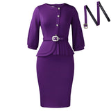 New Elegant Elastic Body Repair Collared High-Waisted Temperament With Hips Solid-Colored
