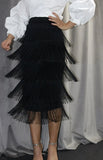 Formal High Waist Fringe Pencil