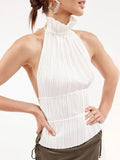 Sweet And Spicy Wind 2025 Spring New Bare Back Tie High-Necked Sleeveless Design Vest Small Sling Coat