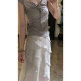 New French Temperament V-Neck Collar Slim Thin Top Design High Waist
