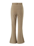 Spring High Waist Slim Side Cuff Slit Flare Pants Women Trousers Package Hips Stretch Pants Khaki Black-Outfit