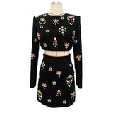 Star Fashion New Heavy Industry Nails Studded Short Top Skirt Two