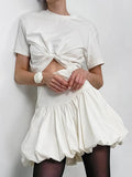 Simple Style Half-Dress Woman 2025 Spring New Leisure High-Waist Design Feeling Solid Color Short