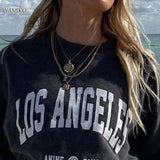 Fashion Women Sweatshirts Tops Autumn Vintage Faded Washed Letters Sweatshirts Long Sleeve O-Neck Pullover Tops Streetwear-Outfit