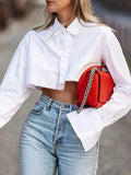 Casual White Top Lady 2025 New French High-End Long-Sleeved Short-Sleeved Women's