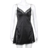 Hollow Out Goth New Dress Women Striped V Neck Sexy Mini Dresses Dark Academia Aesthetic 90s Cute Kawaii