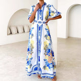 Casual Fashion Print Collar Women's Dress Dress Dress In Summer
