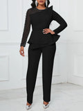 New Long-Sleeved Temperament Mesh Splicing Nail Beads Thin Banquet Large-Size