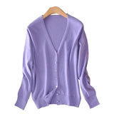 cardigan women spring plus size Solid color long sleeve short sweater coat female single-breasted casual tops jackets