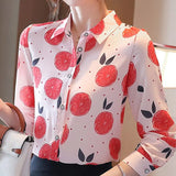 Women Blusas Mujer De Moda 2021 Turn Down Collar Office Blouse For Women Long Sleeve Print Chiffon Blouse Shirt Tops