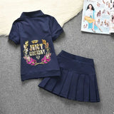 Women Two Piece Set Crop Top Stand Collar Short Sleeve Mini Skirt Cute Streetwear Matching Summer Sports Suit