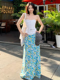 Desire Girl To Reduce The Age Of Sexy Hanging Neck More Wearing A Word Shoulder Tight Chest Vest Hottie Low-Waist Broken Flower Half-Body