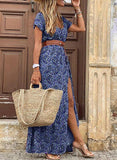 Boho Long Dress Women Beach Floral Print Belted Maxi Dress Casual V-Neck Party Holiday Sundress Ladies Dress Plus Size
