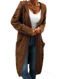Casuald Cardigan Women Long Sleeve Hooded Sweater Casual Winter Warm Cable Knit Jumper Female Casual Loose Knitted