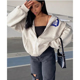 Streetwear Y2K Tops letter print Grunge Gothi Oversized Zip-Up Hoodie Streetwear Womens hip-hop Kawaii Female