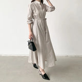 Korea's Dongdaemen 2025 Spring And Autumn 2025 New Loose Waist-Receive Shirt Dress With Dress