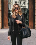 Jacket Women Coat Jacket PU Leather Fashion Short Coat Thin Female Jacket Coat Outwear