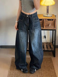 Street Vintage Water Wash Scissors Jeans Babes Design Broad Legs Casual Thin To Make Old Tug
