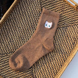 And Dog Pure Cotton Woman Harajuku Cartoon Animal Silver Dollar Manual Embroidery funny Socks & hosiery women Autumn