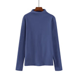 Half Turtleneck Long Sleeve T Shirt Women 2020 Spring Harajuku Solid Bottoming Pullovers 7 Colors Fashion Thin