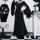 Autumn New Fashion Temperament Slim Dress Adams Bat Sleeve Fishtail Dress-Outfit