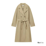 Feng 2025 New Fashion Temperament Female Assembly Belt Long Wind Coat