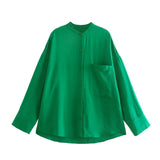 New Pocket Pendent Loose Shirt Elastic Waist Pant Suit-Outfit