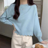 Color Retro Lazy Loose-Set Bottom Knitted Blouse 2024 Spring New Pullover Girl-Outfit