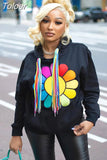 Rainbow Flower Graphic Sweatshirts Streetwear Trendy Fall Clothes for Women Casual Hoodies Long Sleeve Top