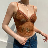 Border Trend Minority Features Printed Net Gauze Chest-Shaped Suspenders Hot Girls Wear Vest-Outfit