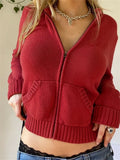Solid Kintted Jackets y2k Casual Coat Long Sleeve Cute Harajuku Basic Outwear Autumn Winter Hoodies Women Korean