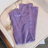 Purple Spring And Autumn High Waist Women! Purple Acetic Acid Wide-Legged Trousers New Spring Style 2023 Fashionable Foreign Style Trousers-Outfit