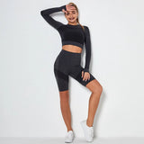 Seamless Sports Set Gym Women Tracksuit Clothing Fitness Leggings Cropped Shirts Sport Suit Women Long Sleeve