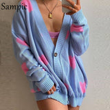 Loose Oversized Cardigans Women Winter Knitted Casual Y2K Sweater Long Sleeve Floral Cardigans 2021 Korean Fashion