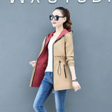 Autumn Women's Trench Coat New Double-sided Wear Plus Size 5XL Hooded Mid Long Outerwear Female Windbreaker Basic